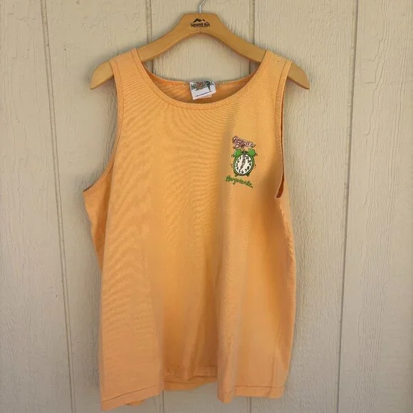 Vintage Jimmy Buffet Margaritaville Tank Top Men's Large Orange Parrot Key West - Picture 1 of 9